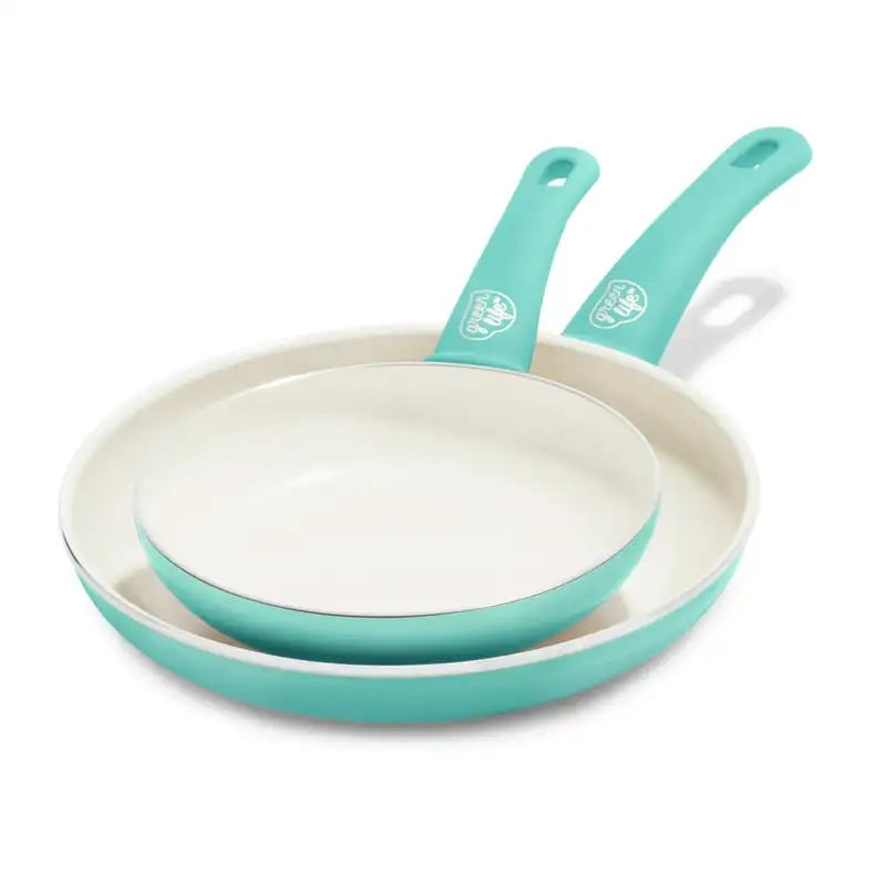 

Grip Healthy Ceramic Nonstick, Frying Pan/Skillet Set, 7" and 10", Turquoise