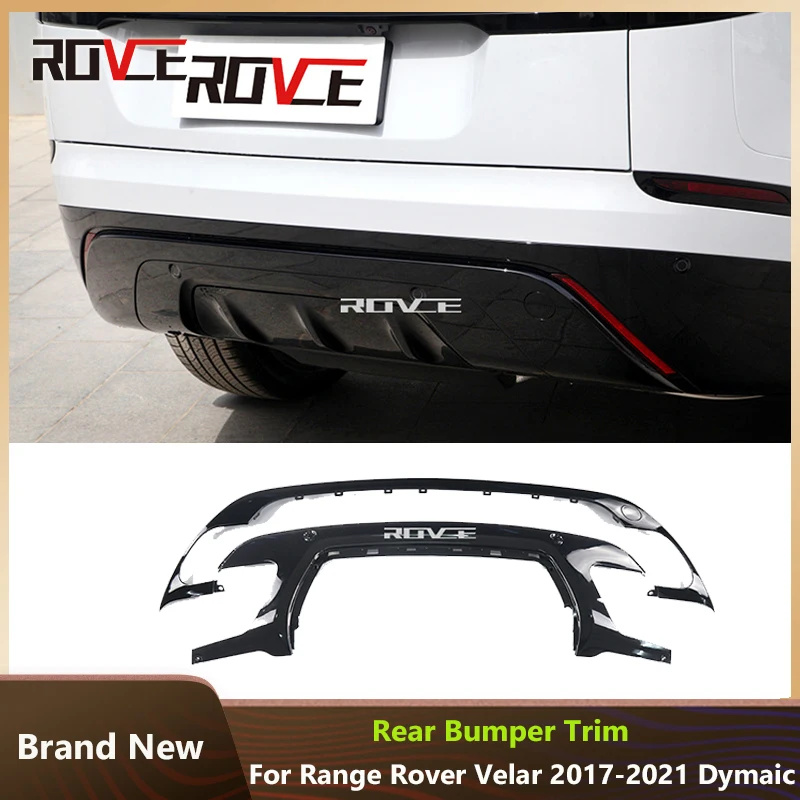 

ROVCE Car Rear Diffuser Bumper Lip For Land Rover Range Rover Velar 2017-2021 Dymaic P380 HSE Rear Bumper Trim L560 Accessories
