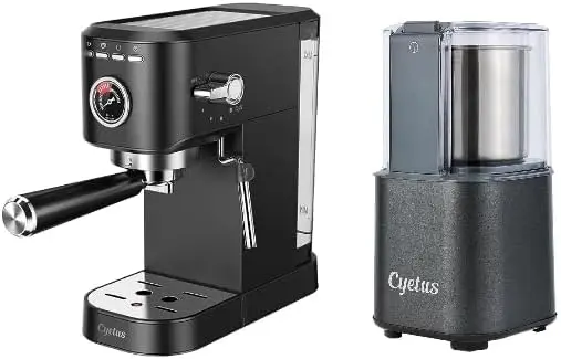 

Bundle 20Bar Espresso Machine with Milk Frother Steam Wand & Electric Coffee Bean Grinder Stainless Steel Removable Bowl