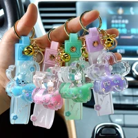 small gift keychain bag pendant keychains women acrylic cherry blossoms creative cute cartoon into the oil floating cow fashion