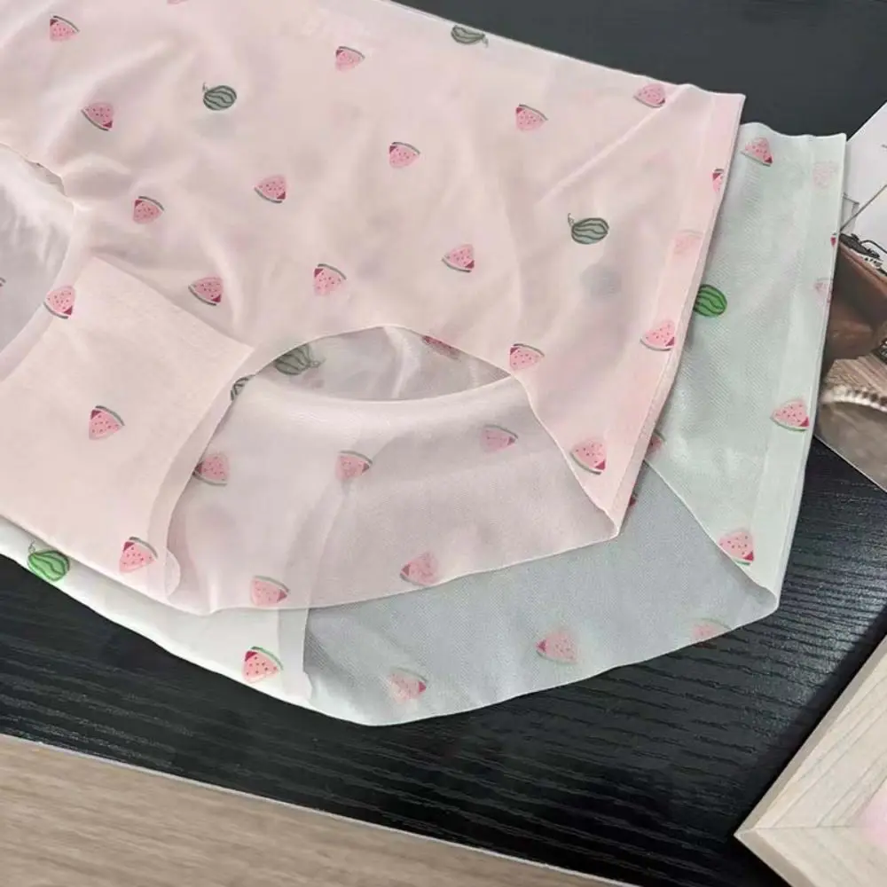 Модные трусики из ледяного шелка с арбузом хлопковые тонкие бесшовные трусы