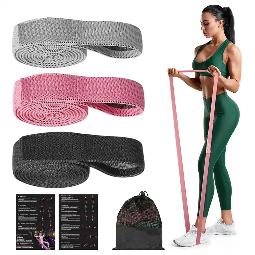 

Set Workout Bands Home Fitness Pull Booty Long Band Training Up Exercis Gym Hip Equipment Yoga Elastic Resistance For Loop
