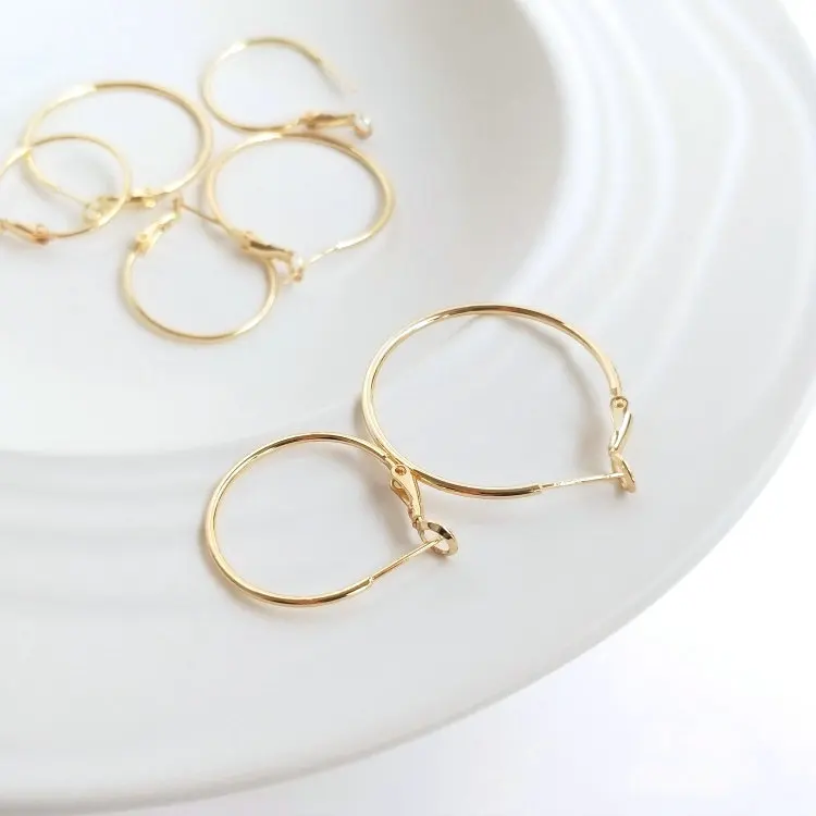 

6PCS 20MM 30MM 35MM 40MM 14K Gold Color Plated Brass Loop Earring Hoop High Quality Diy Jewelry Findings Accessories