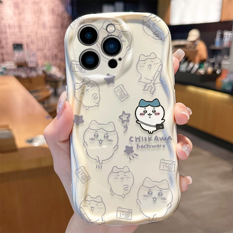 Чехол C-Chiikawas Wave для iPhone 16 15 14 Pro Max 13 12 Mini 11 XS X XR 8 7 Plus SE 2022 2020 мягкая противоударная