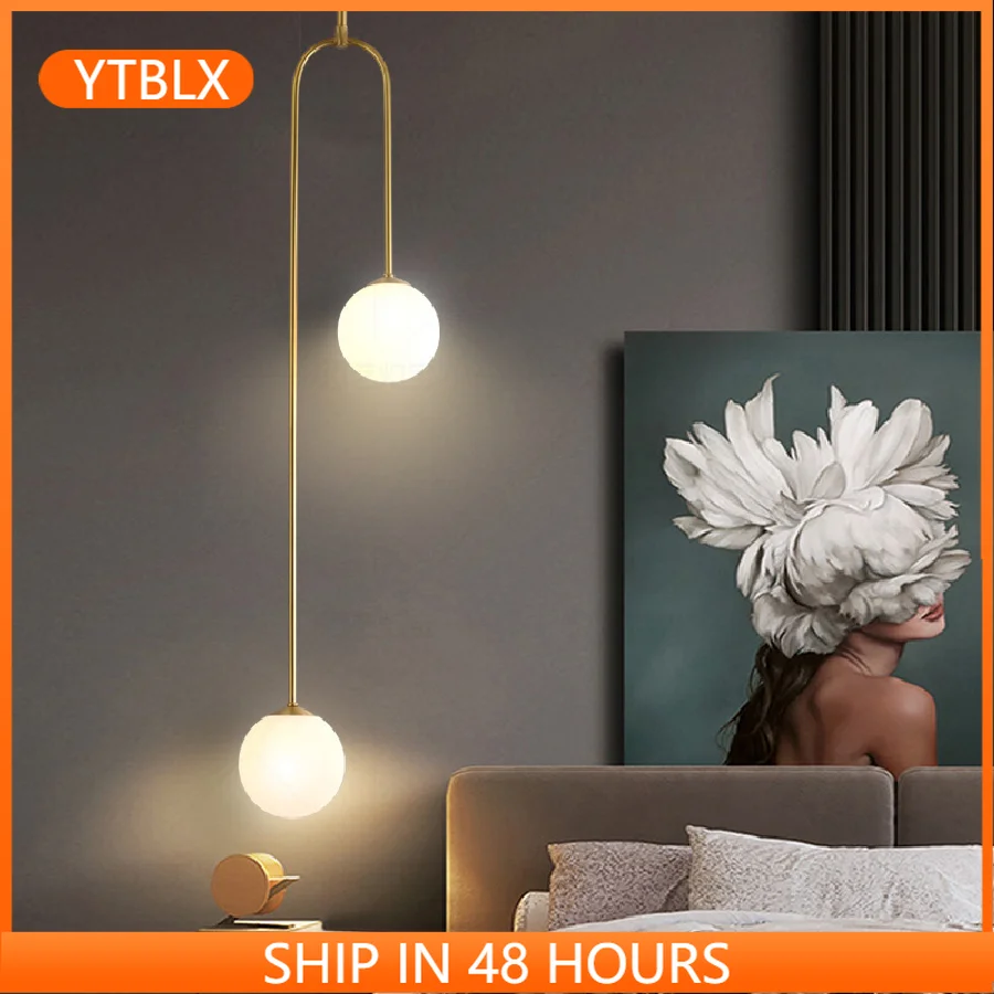 

Креативная прикроватная Подвесная лампа в скандинавском стиле для спальни, современный минималистичный фон для гостиной, барный стол, свет...