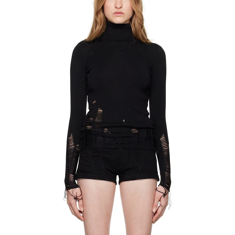 Женский шерстяной свитер Y2K с покронечными отверстиями персонализированный