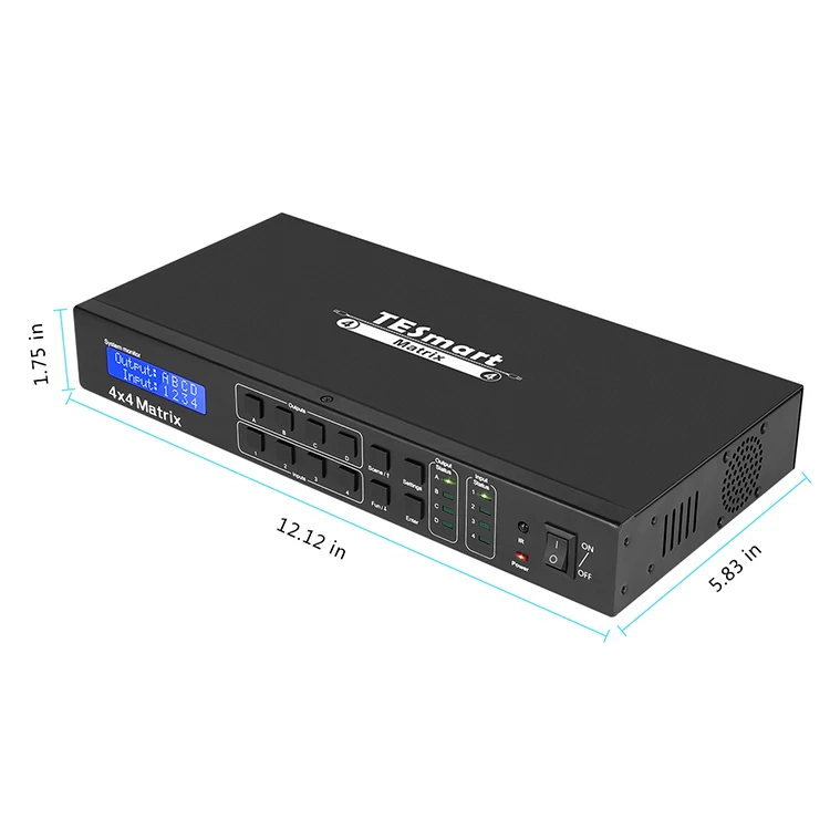 Rack Mount 4K 4x4 HDMI Matrix with RS232 LAN and LCD Display