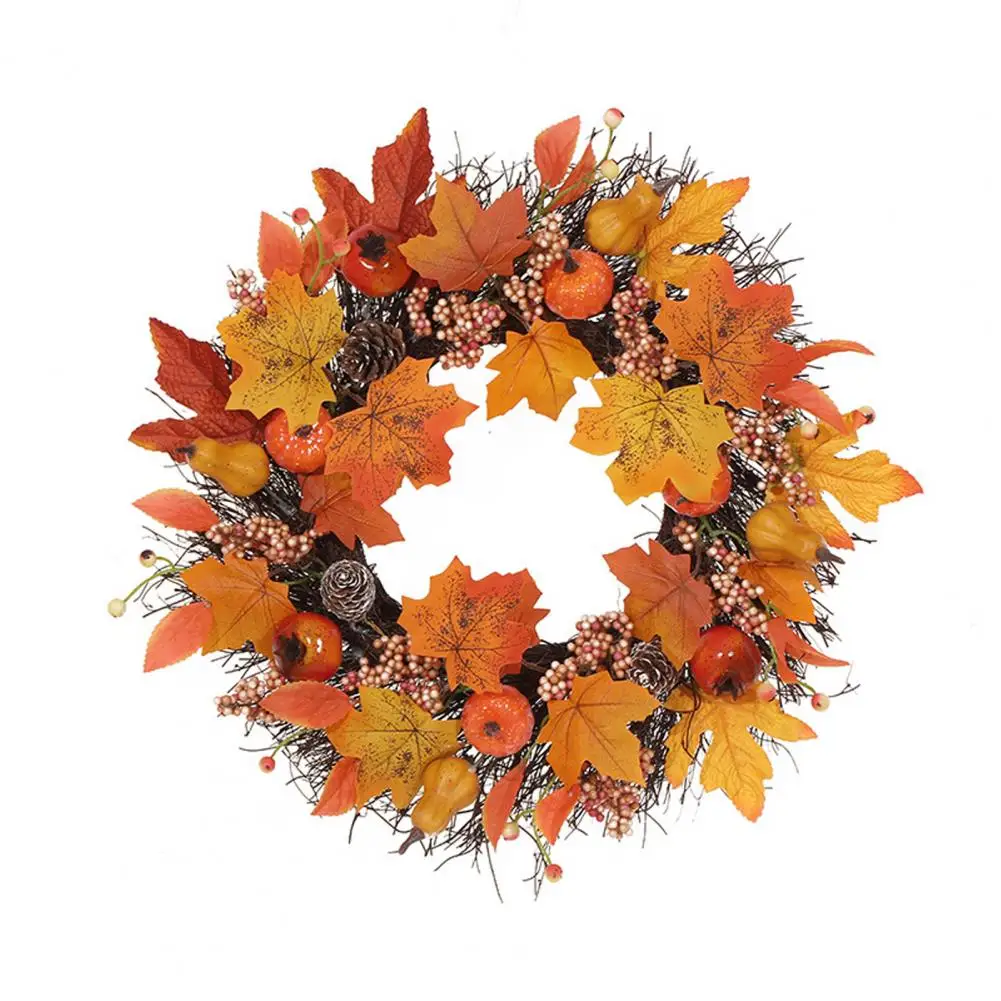 

Simulation Garland Vibrant Maple Leaf Wreath Realistic Non-fading Front Door Garland Decoration with Easy Maintenance A Stunning