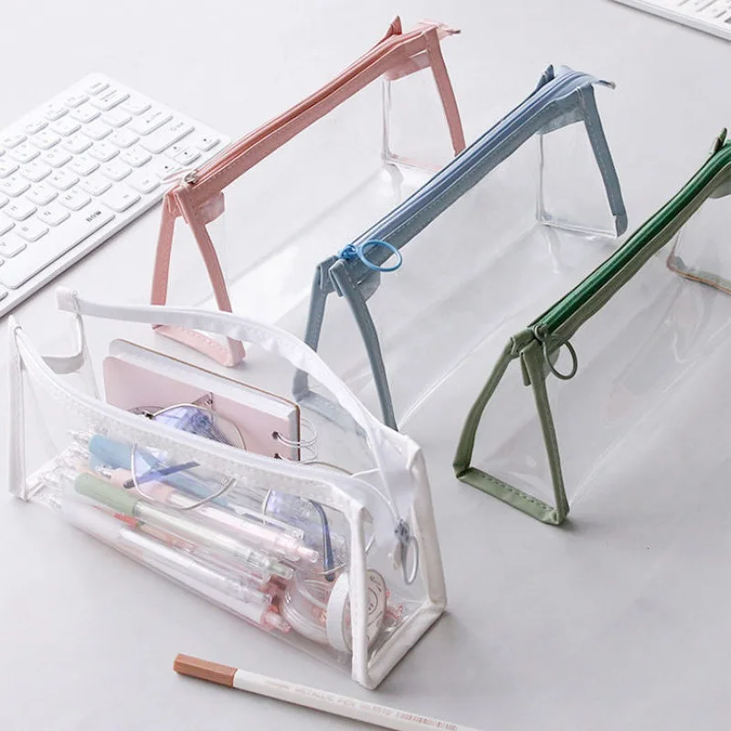 

PVC Transparent Pencil Case Waterproof Pencil Bags for Students Kawaii Stationery School Supplies Portable Pen Pencil Pouch Bag