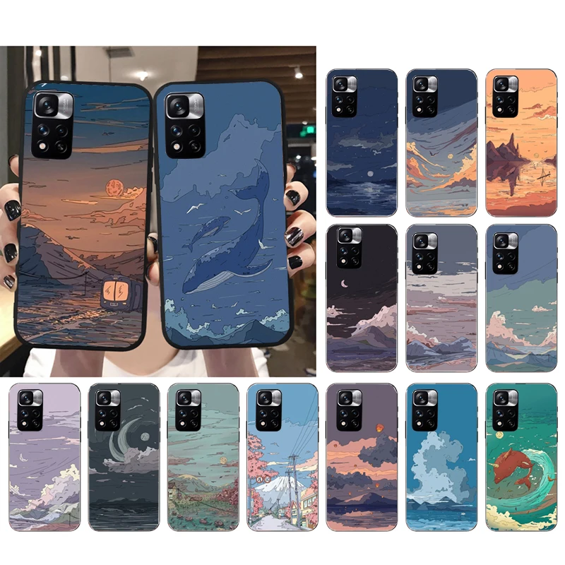 

Scenery Sky Moon Landscape Phone Case for Xiaomi Redmi Note 12 Pro 11S 11 10 Pro 9Pro Note9 10S Redmi 10 9C 9A Funda