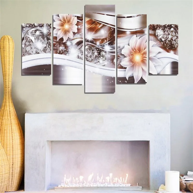 

Wall Art Canvas Painting Flower Style Pictures Unframed Posters For Living Room 5 Panels Modern Home Office Decoration Paintings