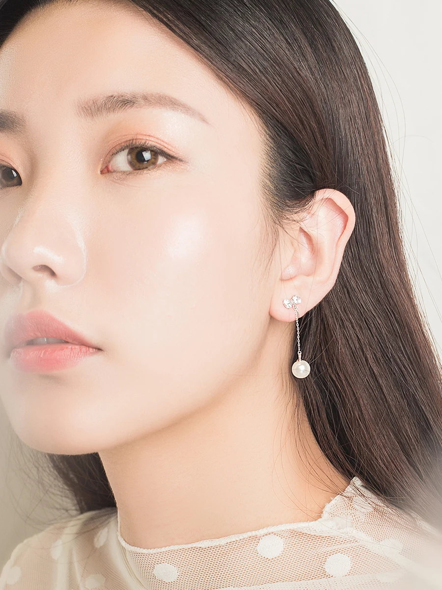 Женские серьги из стерлингового серебра с бантом и жемчугом в стиле ретро без