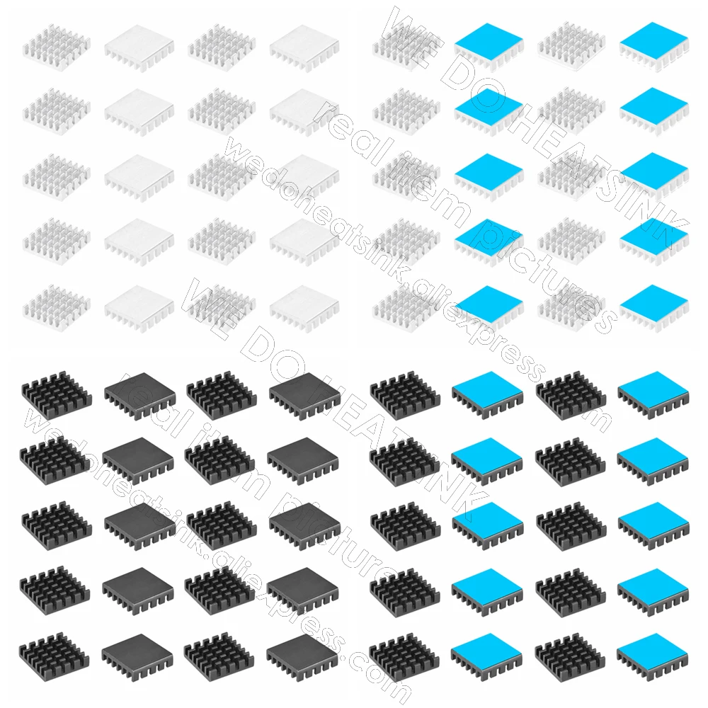 Алюминиевый радиатор 19x19x5 мм/0,75x0,75x0,2 дюйма, черный анодированный серебристый цвет