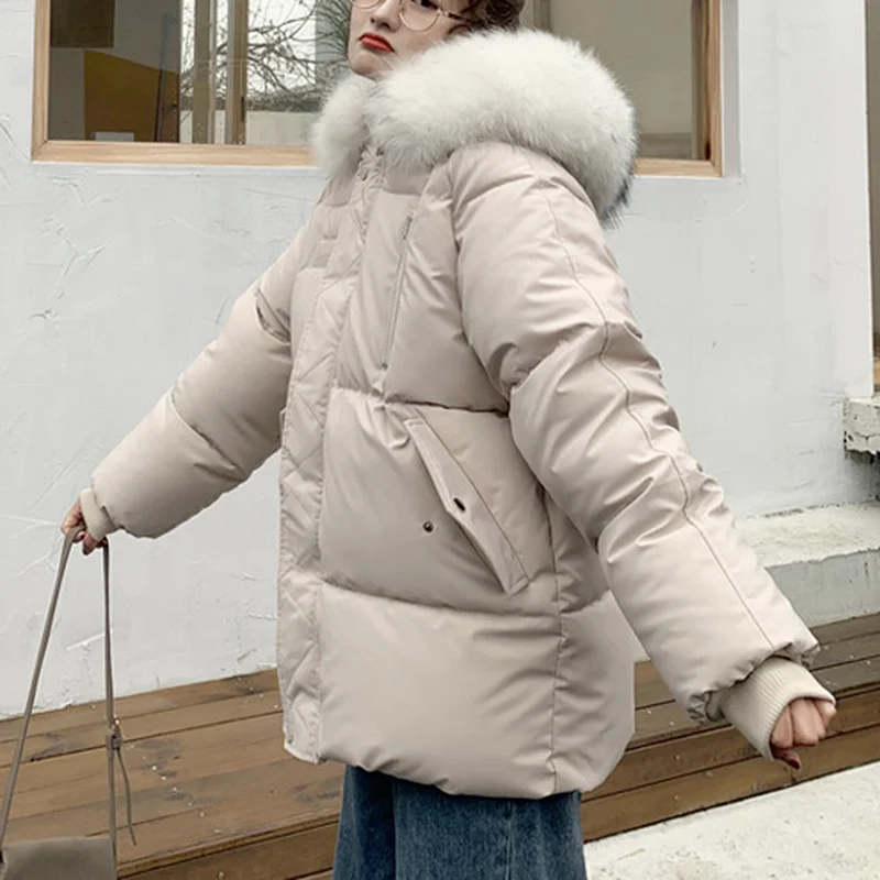Cotton-padded Jacket Women's Mid-length Winter Loose Padded Padded Jacket Women Thick Bread Jacket Women's Loose Padded Jacket