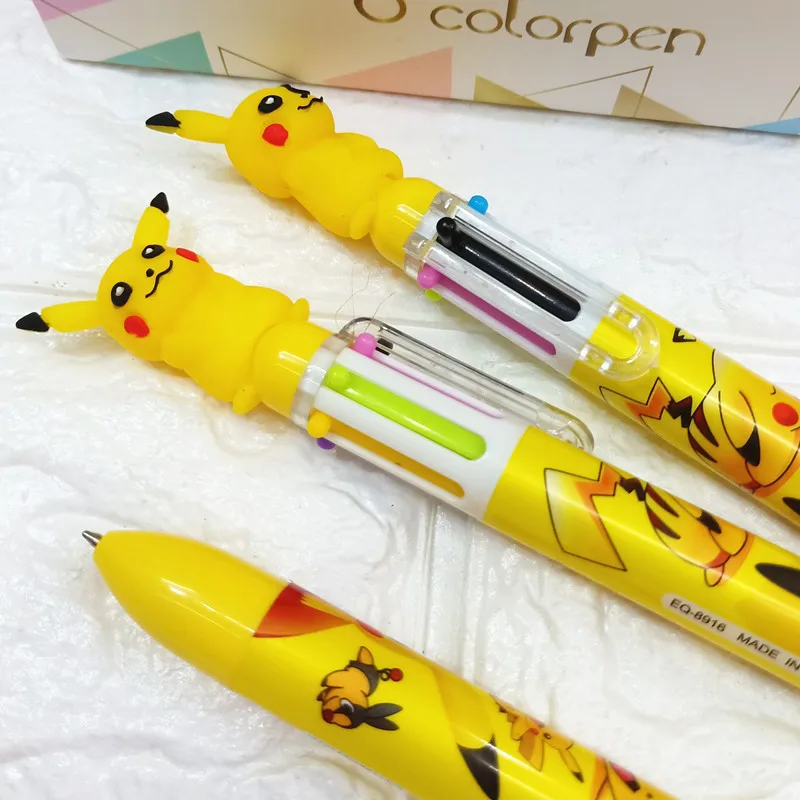 

Pokemon anime characters around Pikachu silicone 6-color ballpoint pen cartoon press palm ballpoint pen student stationery