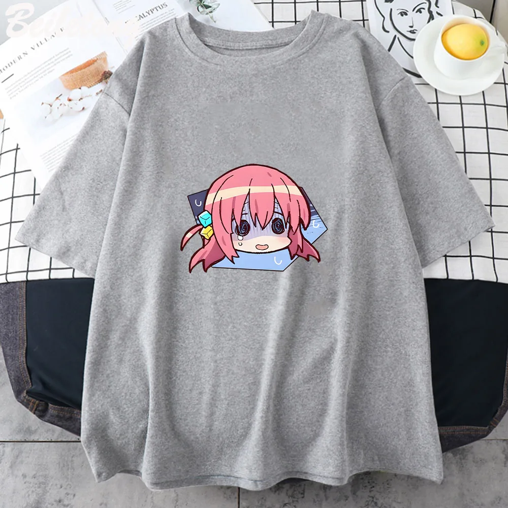 

Bocchi The Rock T Shirt Women T-shirts Japanese Kawaii Anime Graphic Sweet Soft Girls Cute Cartoon Print Tshirt Tees Summer Y2k