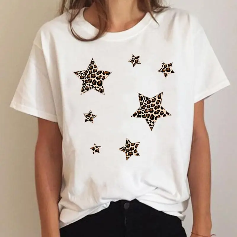 

Женская футболка с коротким рукавом, с принтом в виде леопарда