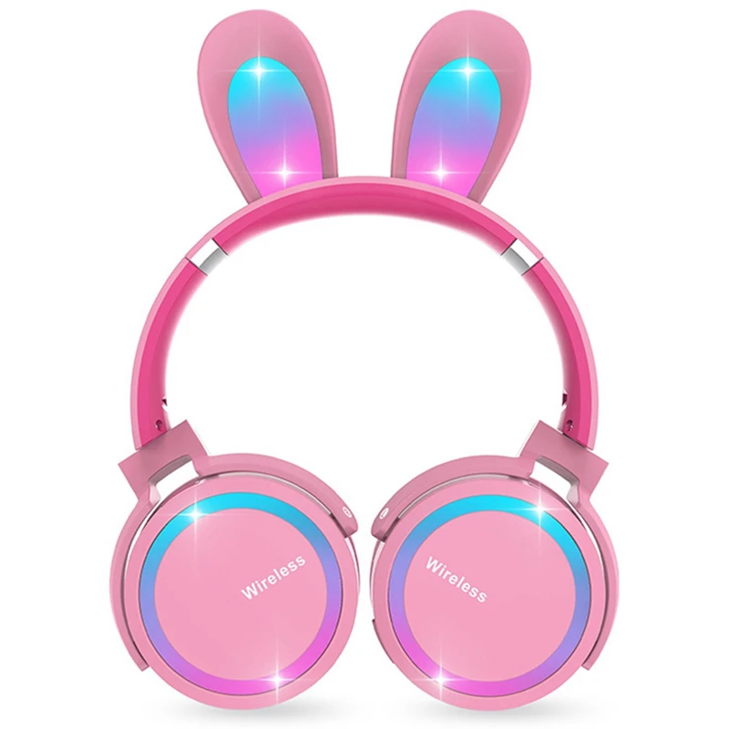 

Наушники с кроличьими ушами, компьютерные наушники со светодиодной подсветкой, гарнитура Bluetooth 5,0, наушники с поддержкой TF-карты