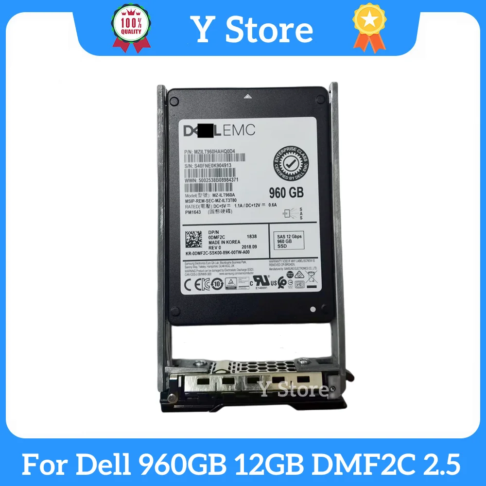 

Y Store For Dell For EMC 960GB SAS 12GB SSD DMF2C 0DMF2C 2.5 Server Solid State Drive Fast Ship