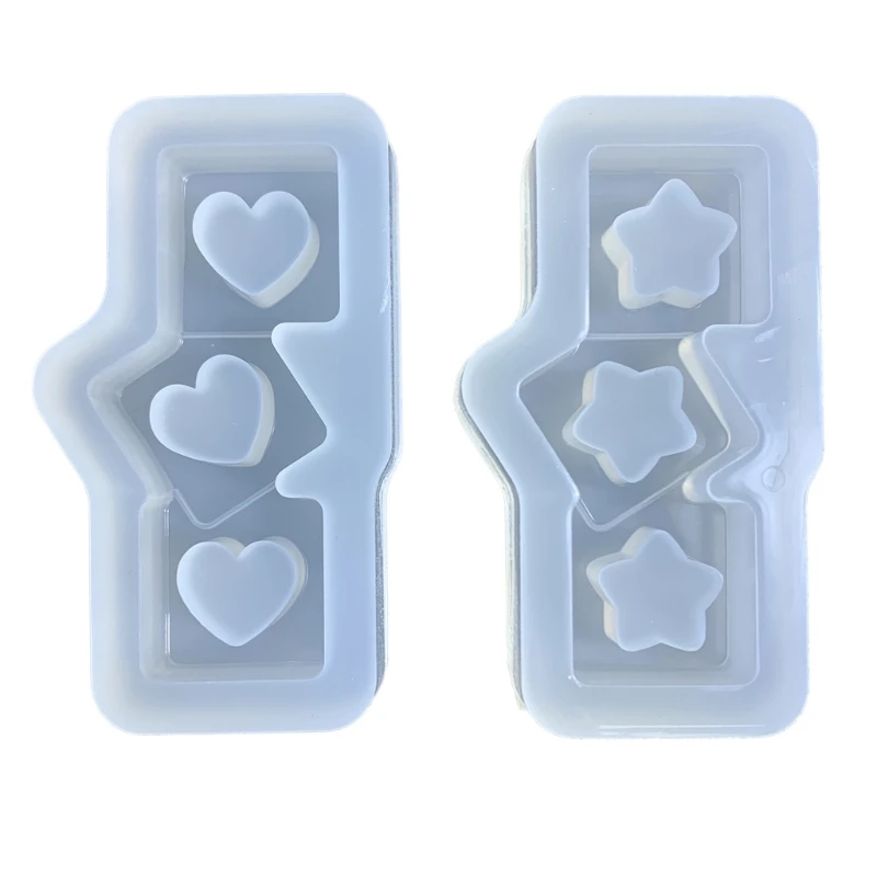 

3-Cavity Heart-shape/Star Resin Shaker Mold Silicone Resin Casting Molds Epoxy Quicksand Mould for DIY Pendant Charm