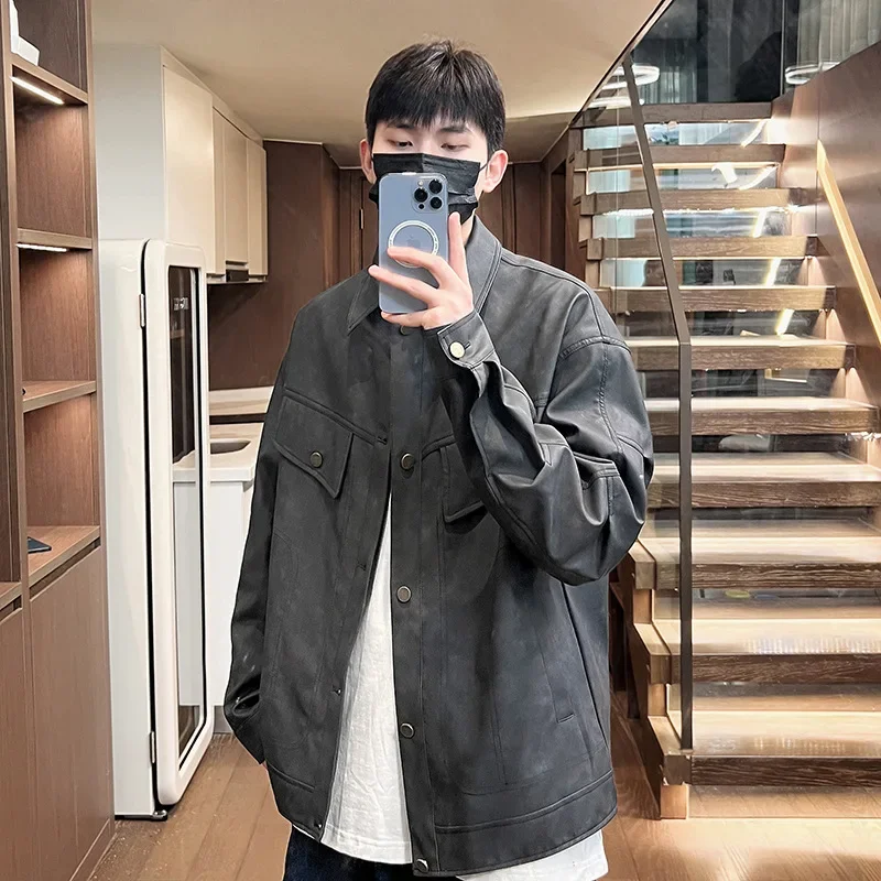 Винтажная мотоциклетная кожаная куртка в американском стиле для мужчин модный