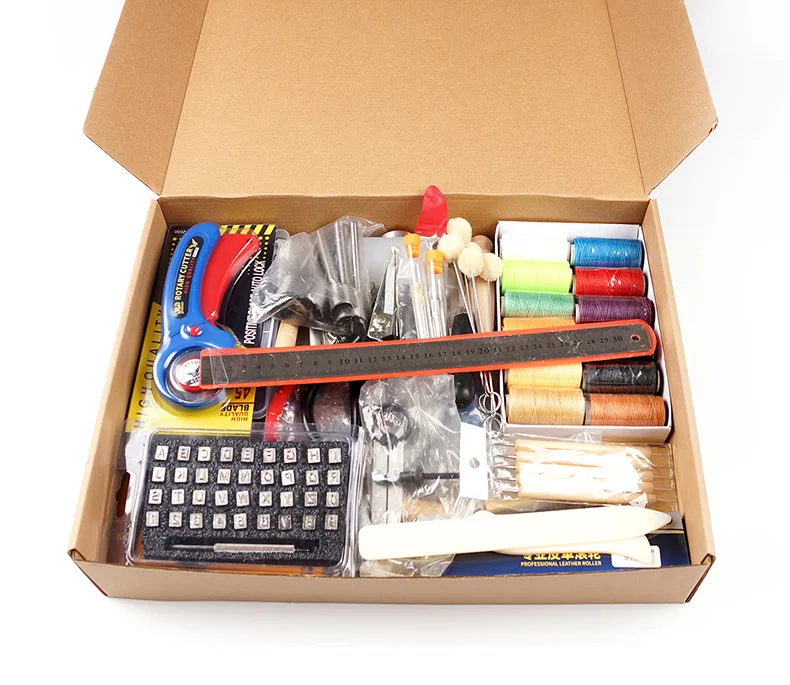 

204 PCS Leather Sewing Tool Leather Craft Working Tool Kit with Bundled Hole Punch Set