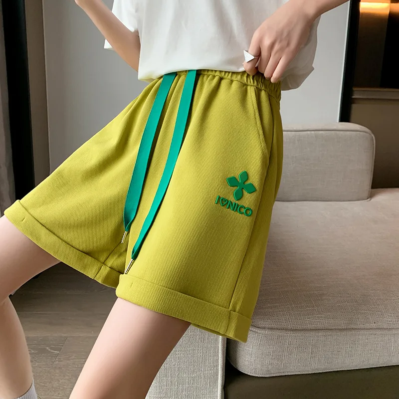 Korean Women Fashion Shorts 2023 Summer Breathable Cotton Casual Sweatshorts Elastic High Waist Ladies Sweat Shorts Multicolor