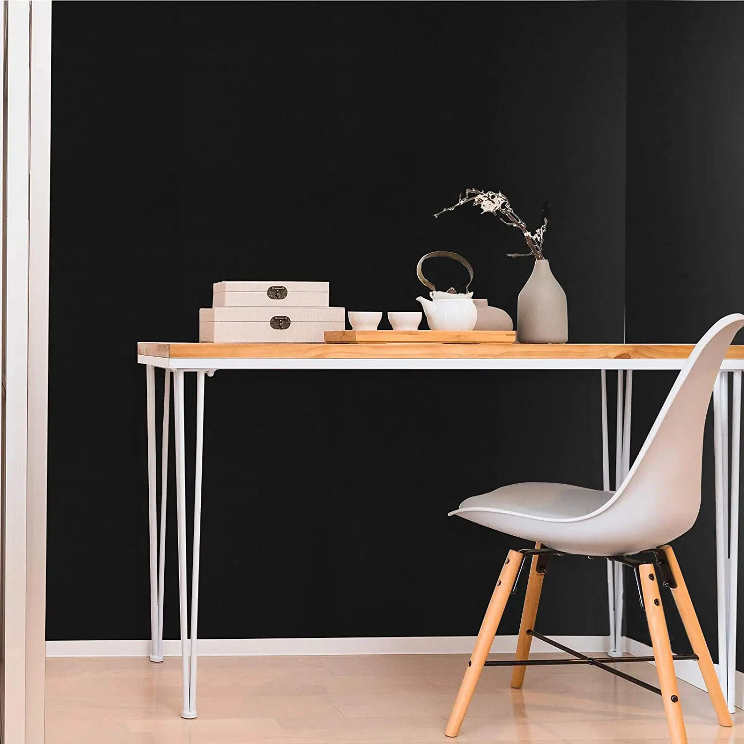

TTOKK Matte Black Wallpaper Vinyl Self-Adhesive Shelf Liner Drawer Peel and Stick Countertop Removable Contact Paper Wall Decora