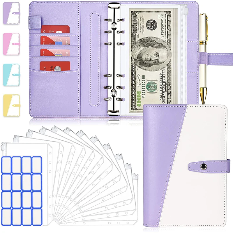 

A6 Budget Cash Envelopes Binder with Stylish Design Refillable Loose-Leaf Binder Cover for Budget Planner Personal Organizer