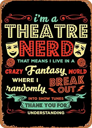 

Theatre Theater Actors Vintage Look Metal Sign Patent Art Prints Retro Gift 8x12 Inch