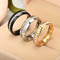 2022 new gold color lover crystal stainless steel rings for men women wedding band custom engrave name charm gift