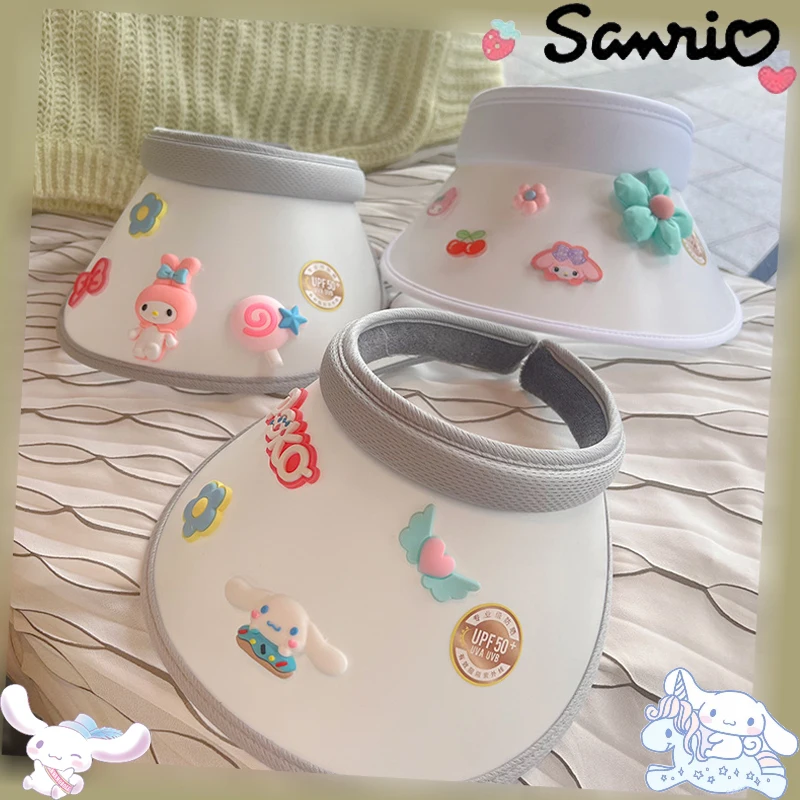 

Sanrio Anime My Melody Empty Top Hat Cartoon Kawaii Cinnamoroll Pochacco Children Baby Summer Outdoor Breathable Sun Visor
