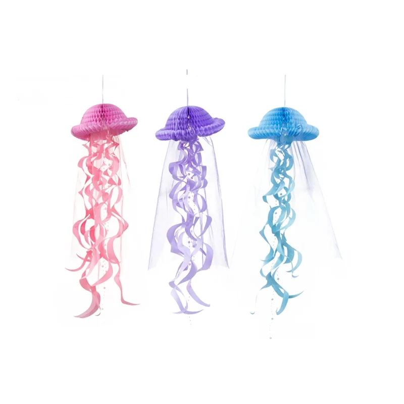 

Подвесная Медуза, украшение для вечеринки, сотовое ремесло, пастель, Русалка, декор для вечеривечерние под морем, детские товары для вечерин...