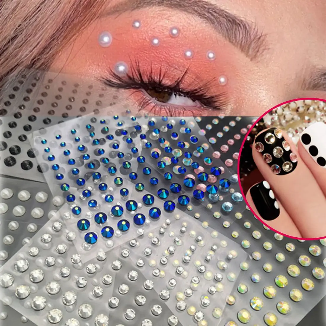 

Makeup Decoration Face Body Colored Diamonds Jewels Party Festival Pearls Stickers Self Adhesive EyeShadow Acrylic Sticker