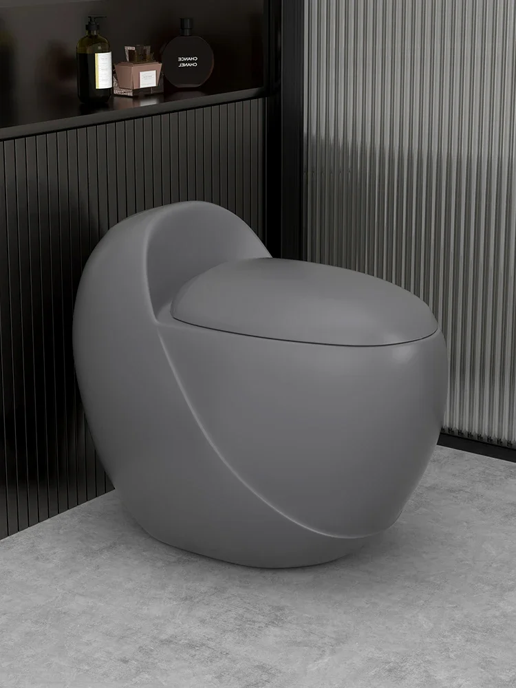 

Household Flush Toilet Creative Personality Egg-Shaped Siphon Small Apartment Ceramic Color Toilet