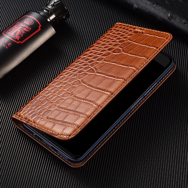 genuine leather phone card pocket cases for infinix smart 5 6 pro smart hd 2021 crocodile pattern flip coverage with kickstand free global shipping