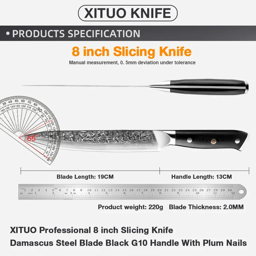 Дамасский 67 слоев VG10 стальной нож для нарезки 8 дюймов острый кухонный резьбы