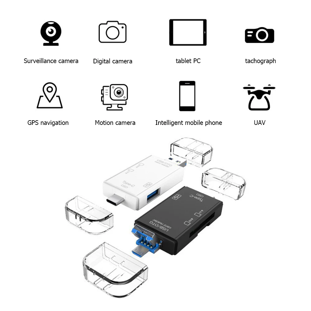

6 in 1 OTG USB 3.0 USB-C Card Reader for Secure Digital/TF Mobile Phone Computer