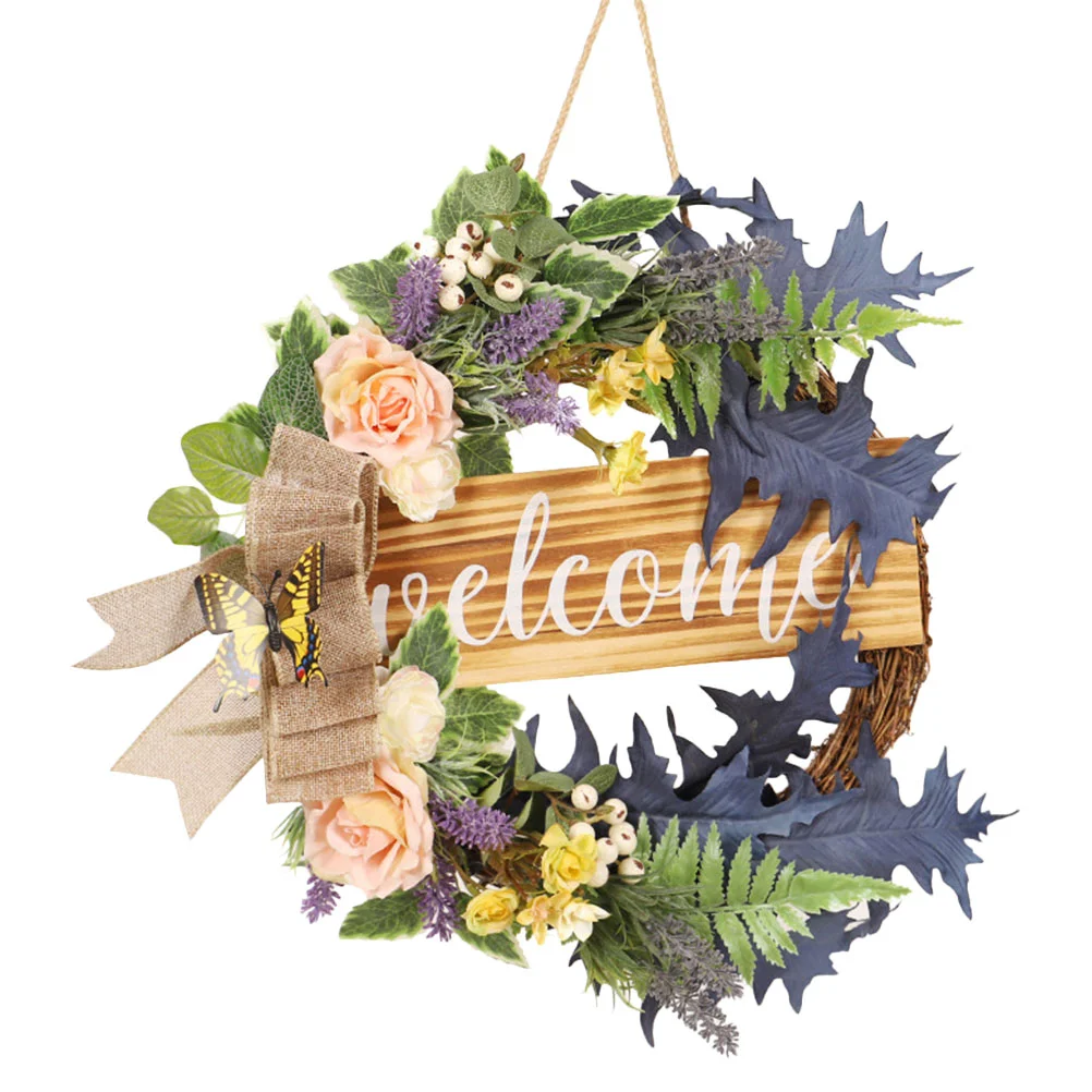 

Лавандовый венок, весенний приветствующий венок, искусственный Лавандовый венок, лавандовый висячий венок для дома и магазина