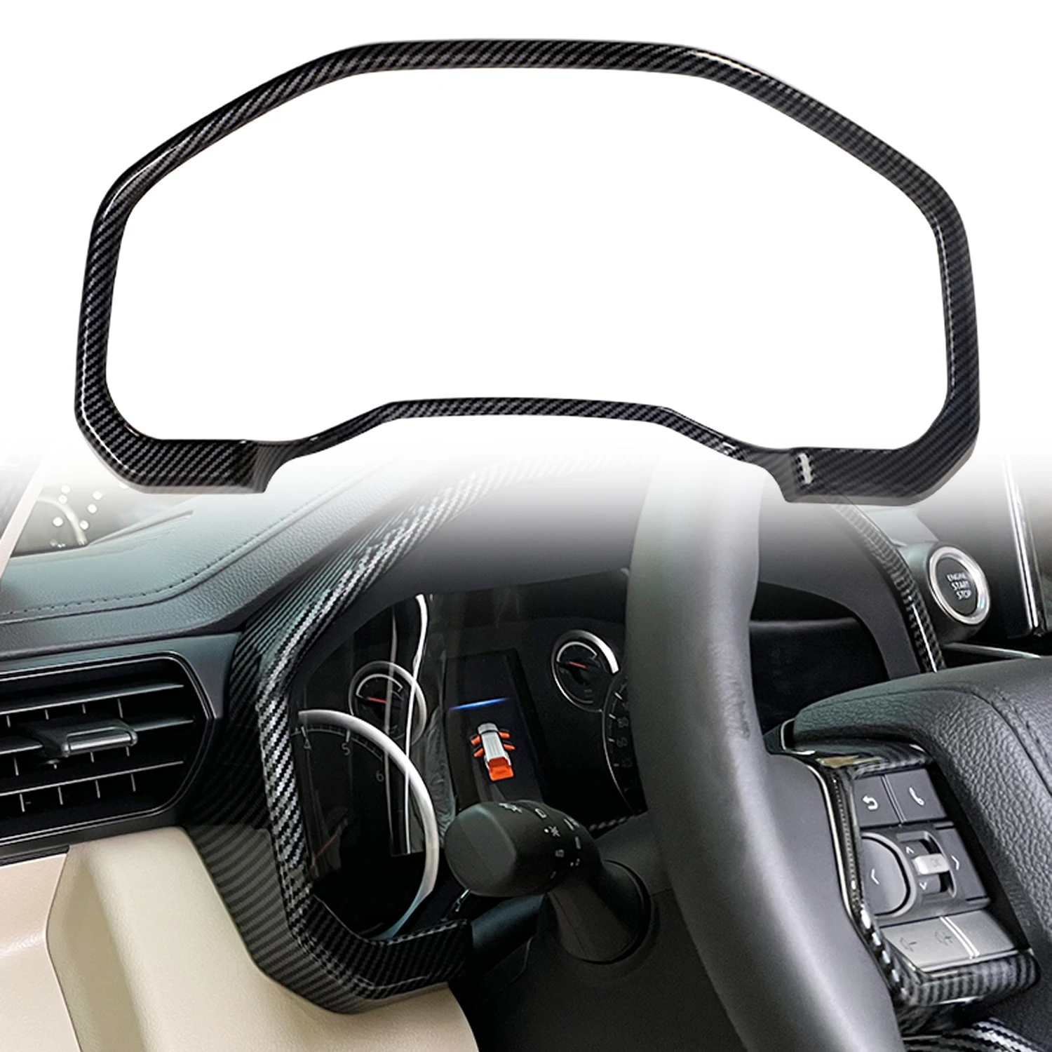 

Fit for Toyota Land Cruiser 300 LC300 2022 2023 Accessories Carbon Fiber Style Interior Dashboard Meter Decor Cover Trim
