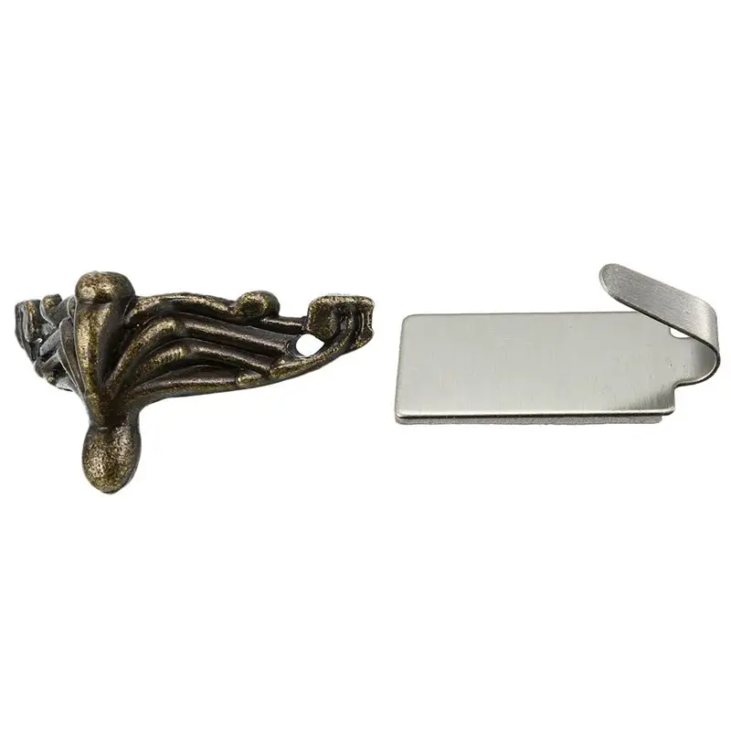 

6Pcs Stainless Steel Self Adhesive Stick Wall Hook Hanger With 30 PCS Jewelry Box Feet Leg Wood Case Corner Protector
