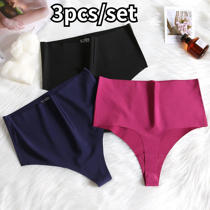 

3 шт., женские бесшовные стринги с завышенной талией