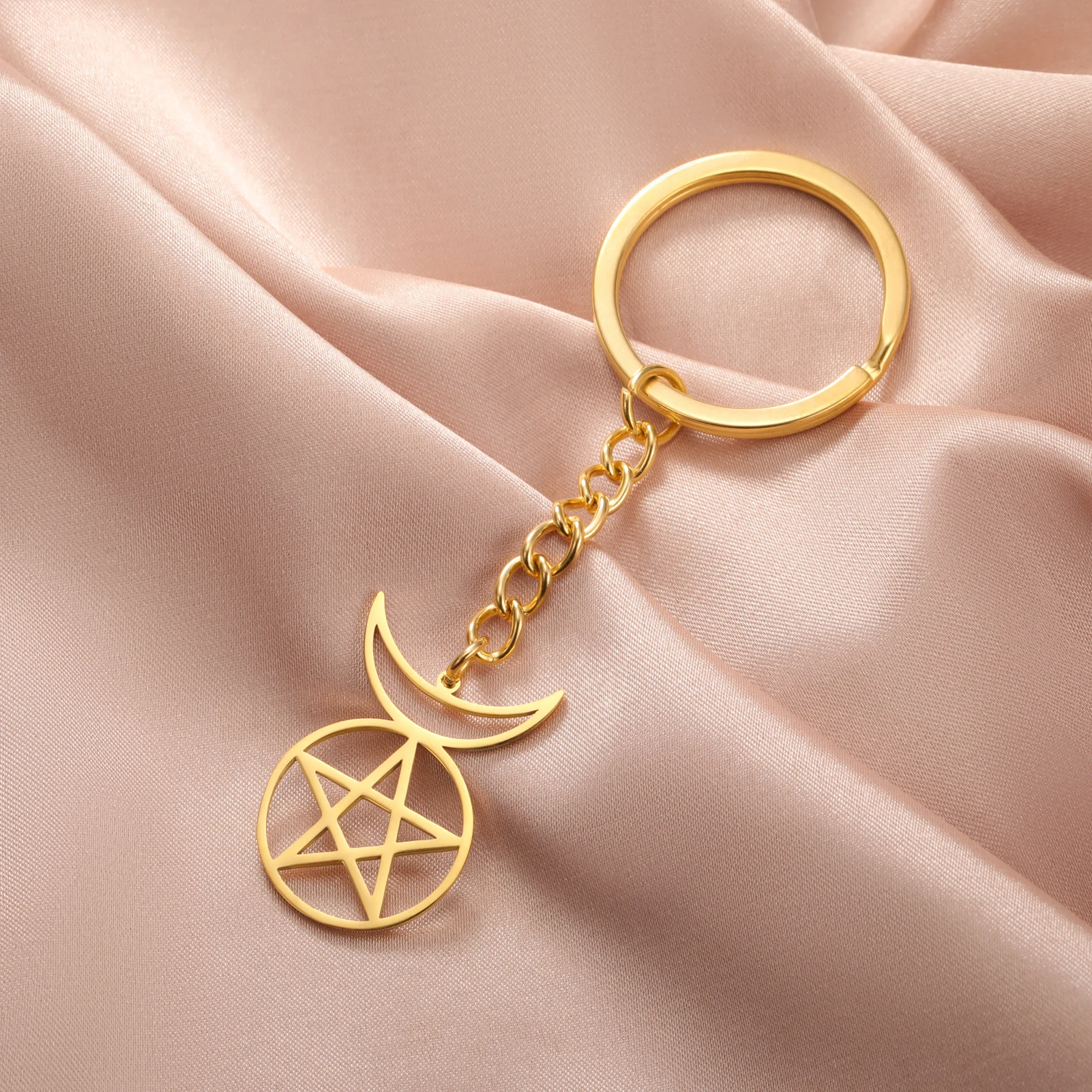 Брелок для ключей Звезда и Луна нержавеющая сталь