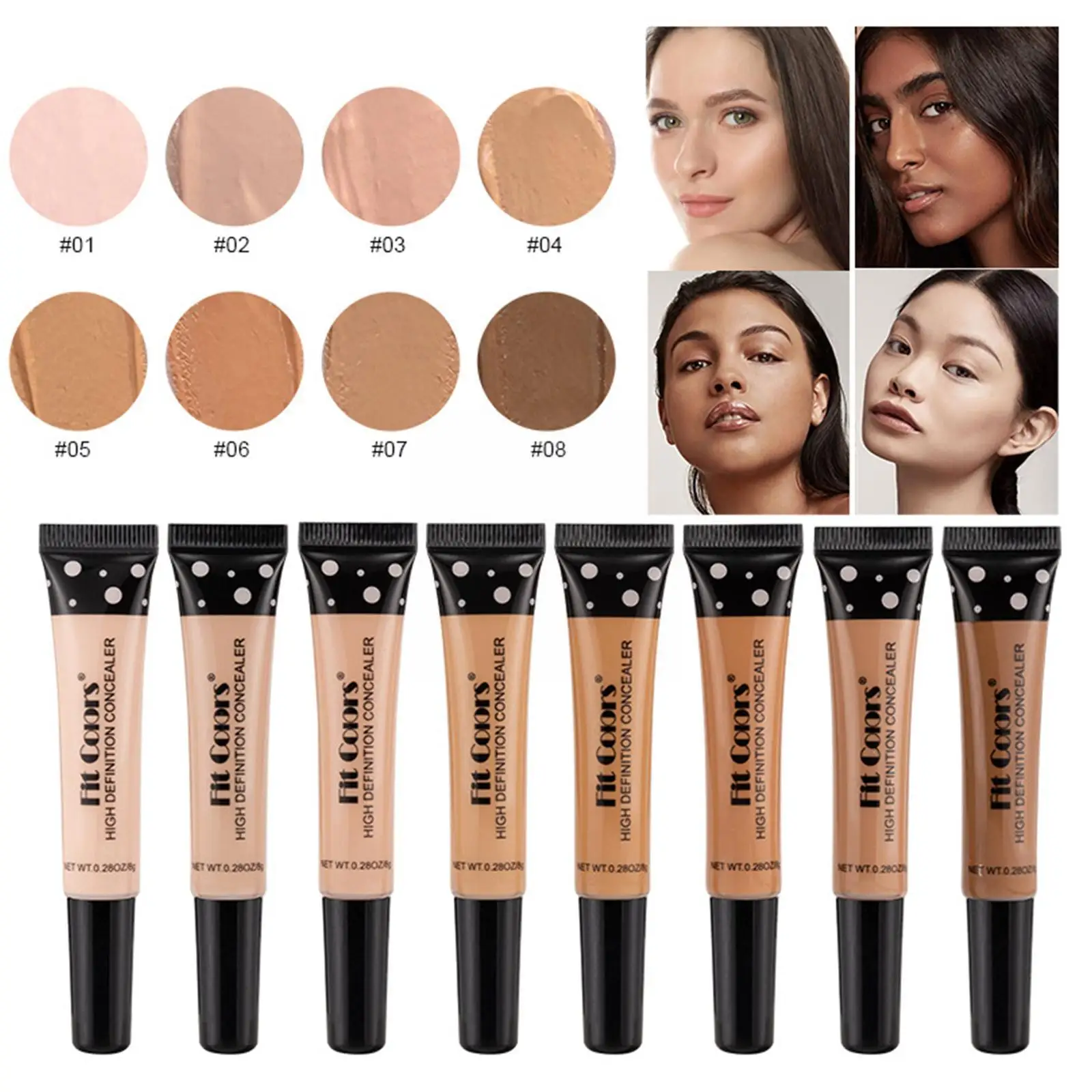 

8 Color Concealer Repairing Nourishing Liquid Foundation Covering Dark Circles Acne Spots Tube Concealer Liquid Face Makeup Base