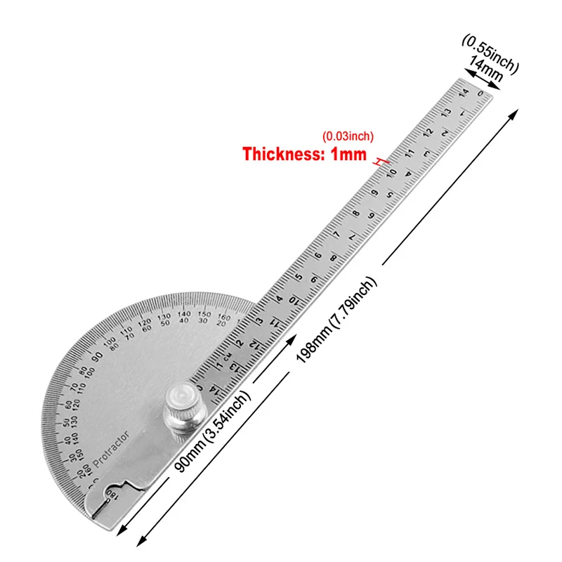 

stainless steel 180 protractor angle meter measuring ruler rotary mechanic tool ruler protractor 145mm