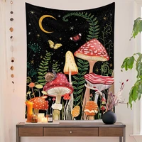 mushroom butterfly wall tapestry flower snail abstract wall blanket carpet for room decor black background wall cloth tapestries