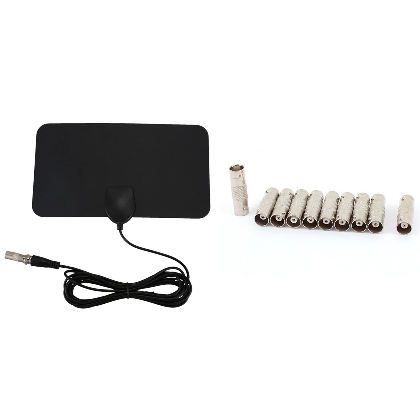 

10Pcs BNC Female CCTV RG59 Coaxial Cable Connector Adapter & 1 Pcs Flat HD Digital Indoor Zoom TV Antenna