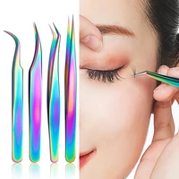 1pcs stainless steel eyelashes tweezers professional lashes extension eyebrow tweezers curved straight nipper makeup tools