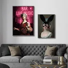 Забавные женские очки с кроличьими ушками, современный абстрактный шлем инопланетянина, настенный художественный постер на холсте, украшение для гостиной и дома
