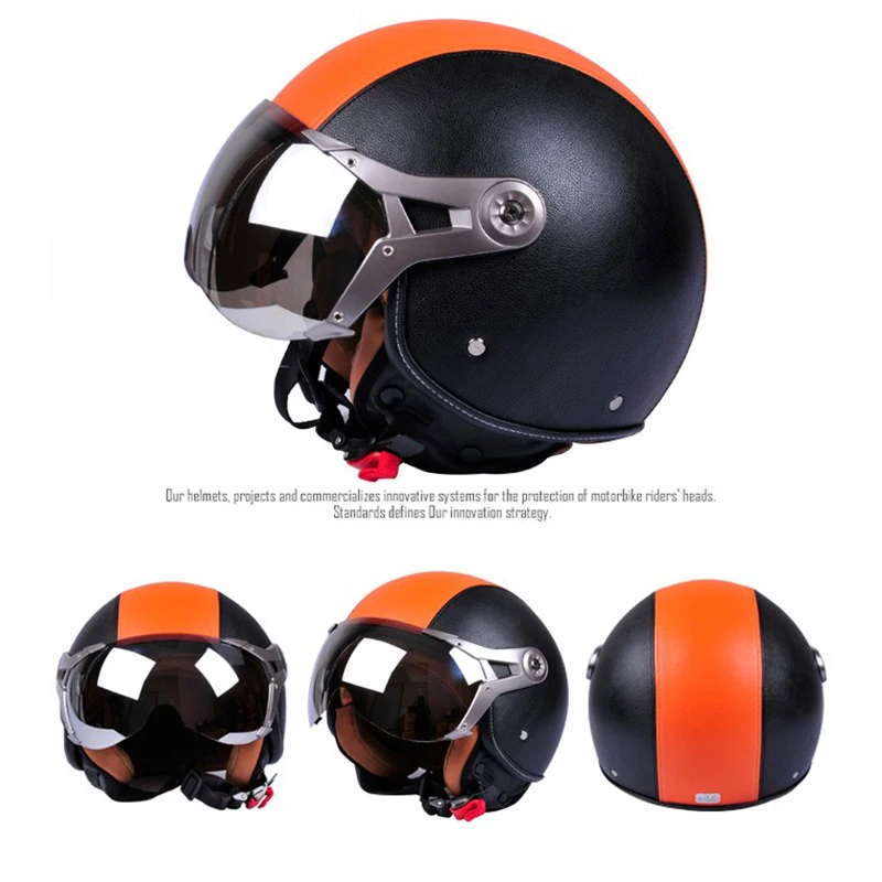 Мотоциклетный шлем GXT мужские винтажные шлемы в стиле ретро 3/4 для мотоциклов